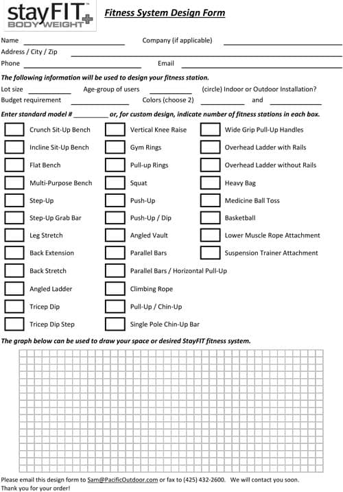 StayFIT Custom Design Form