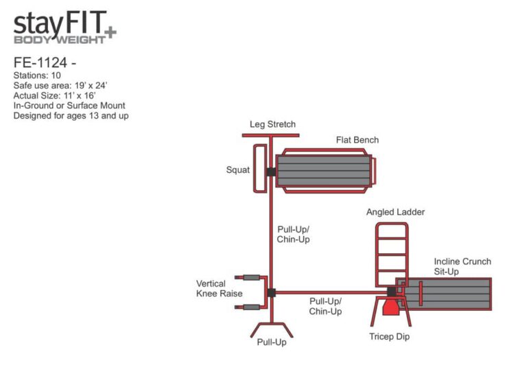 StayFIT FE-1124 Standard Model - Outdoor Fitness Equipment Drawing
