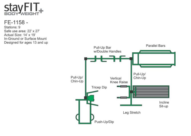 StayFIT FE-1158 Standard Model - Outdoor Fitness Equipment Drawing