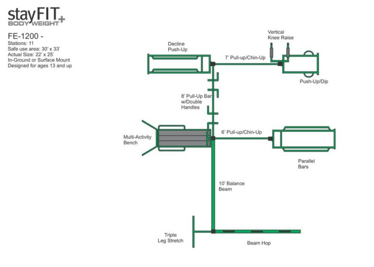 StayFIT FE-1200 Standard Model - Outdoor Fitness Equipment Drawing